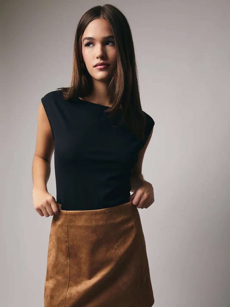 Paige Boat Neck Sleeveless Open Back Bodysuit