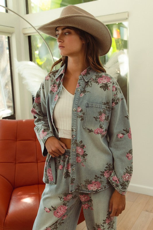 Cassie Blossom & Blue Denim Shirt