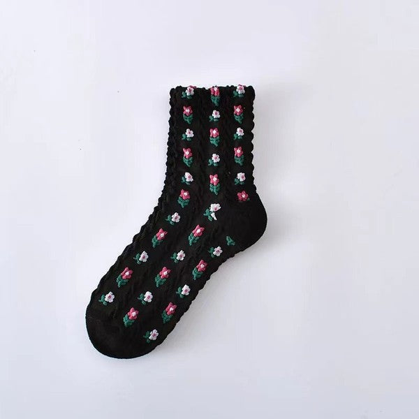 Floral Mid Calf Length Socks