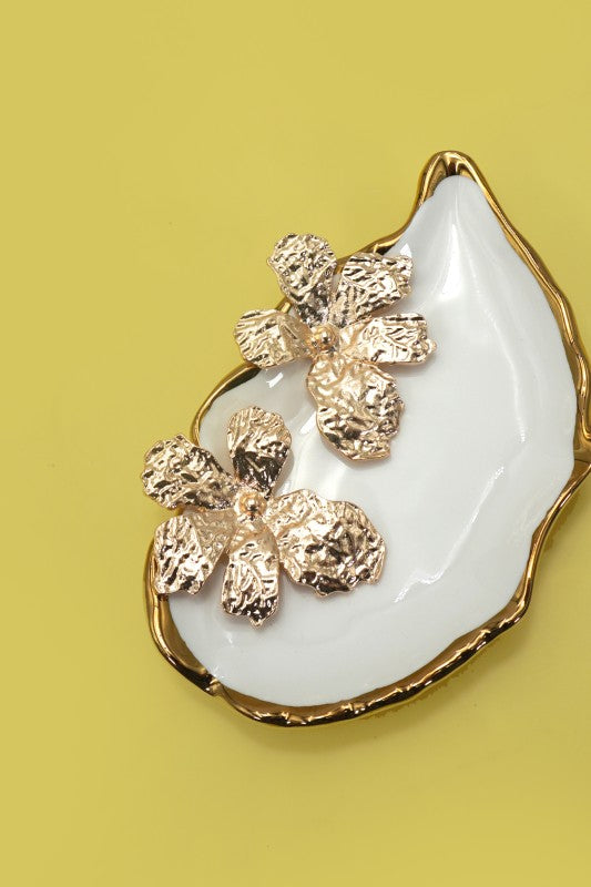 Large Flower Gold Earrings