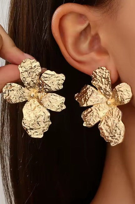 Large Flower Gold Earrings
