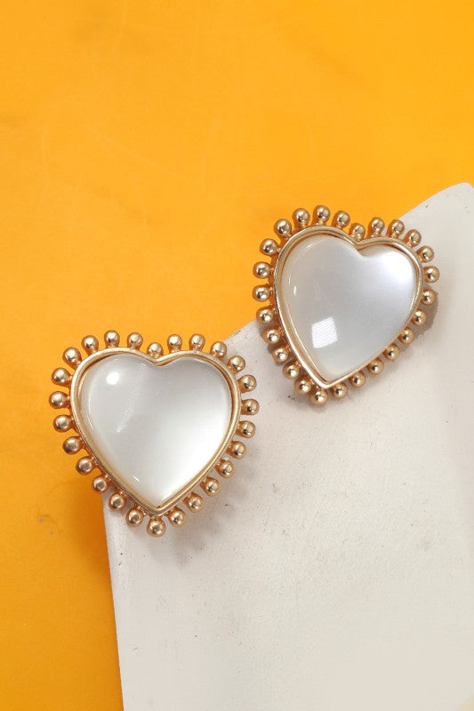 Cateye Heart Stud Earrings