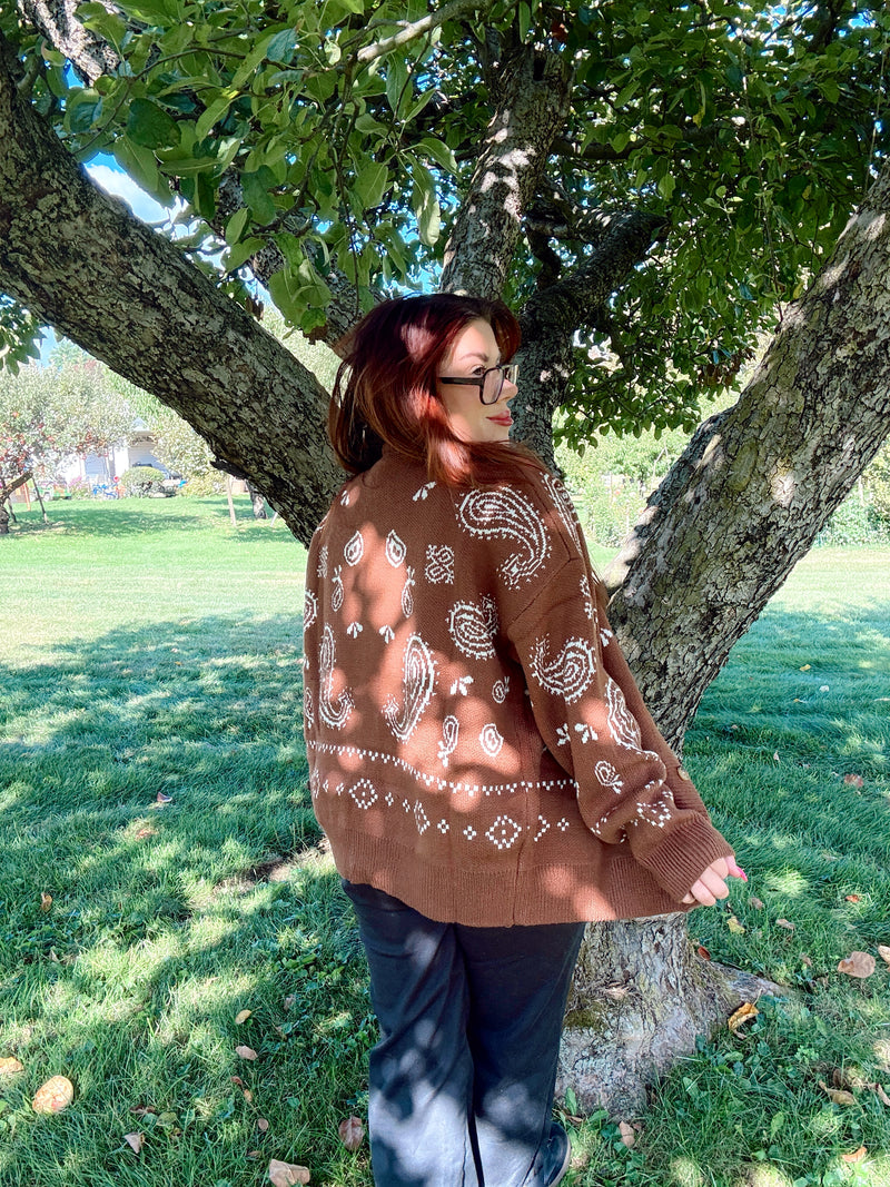 Paisley Charm Oversized Cardigan