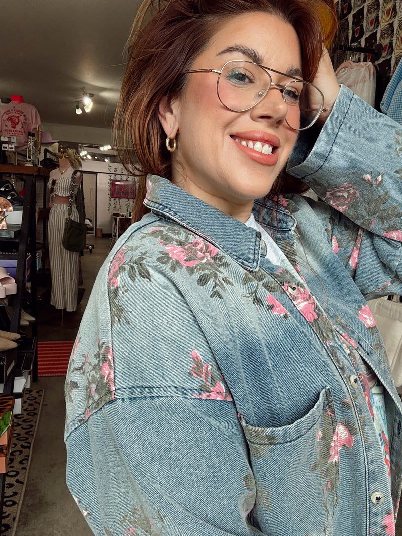 Cassie Blossom & Blue Denim Shirt