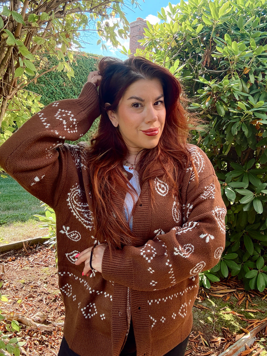 Paisley Charm Oversized Cardigan