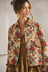Vintage Floral Corduroy-Collar Jacket