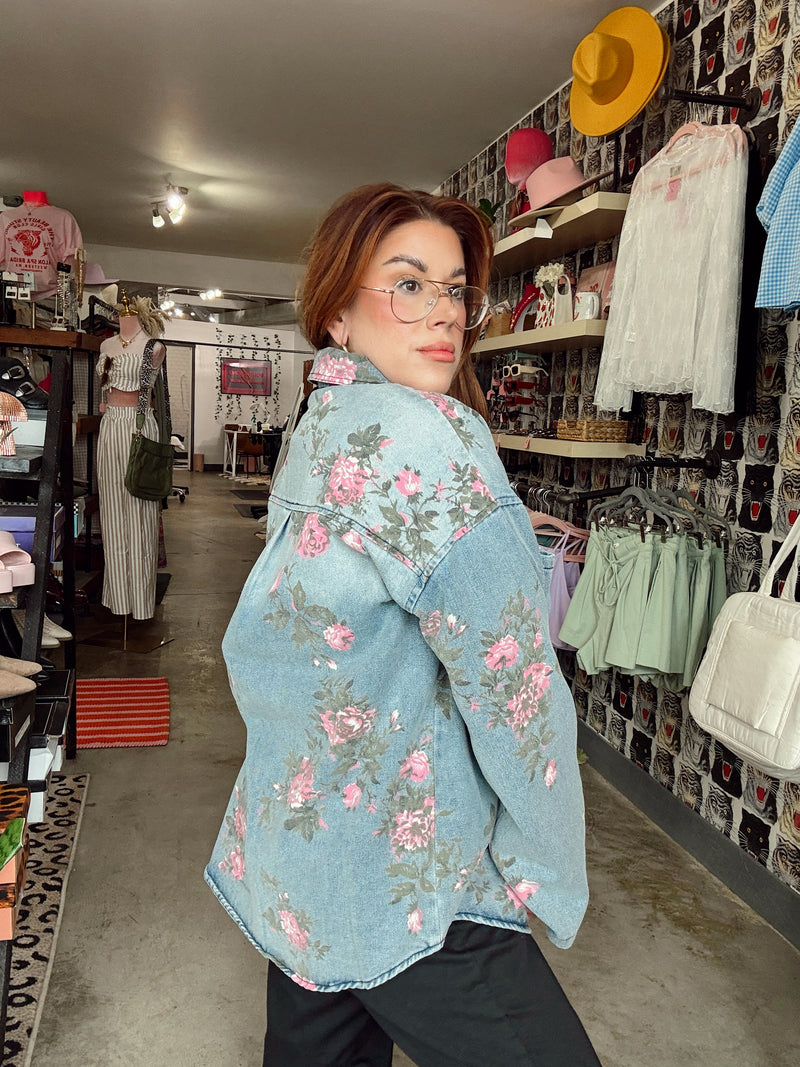 Cassie Blossom & Blue Denim Shirt