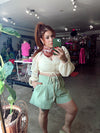 Sage & Cinched Paperbag Shorts