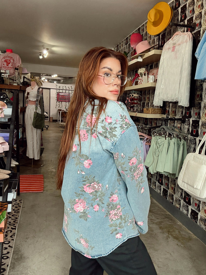 Cassie Blossom & Blue Denim Shirt