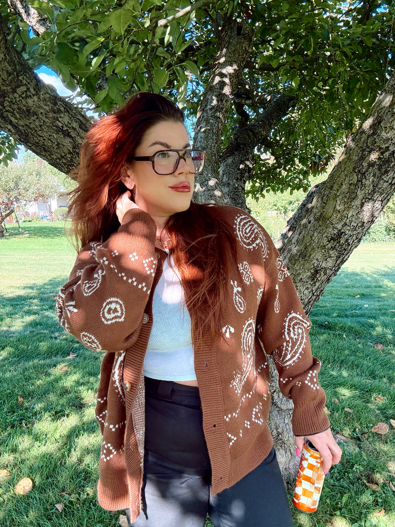 Paisley Charm Oversized Cardigan