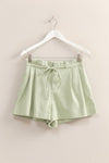 Sage & Cinched Paperbag Shorts