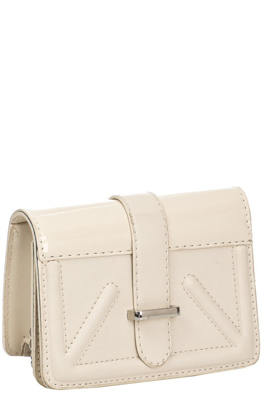 Ivory Faux Leather Clutch Bag