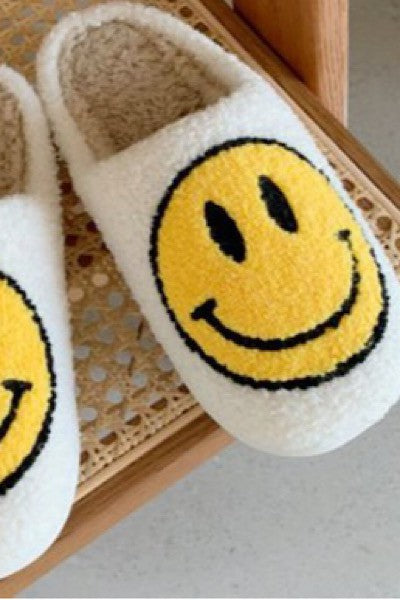 Smiley Face Fuzzy Slippers