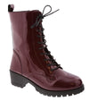 Harlow Wine Vinyl Combat Boots