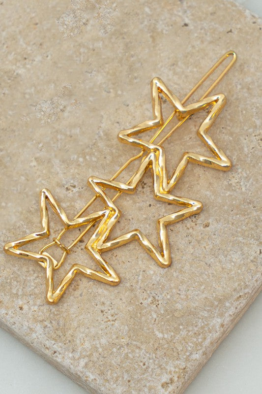 Gold Three Star Hair Clip