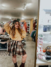 Saylor Brown Flannel Mini Skirt